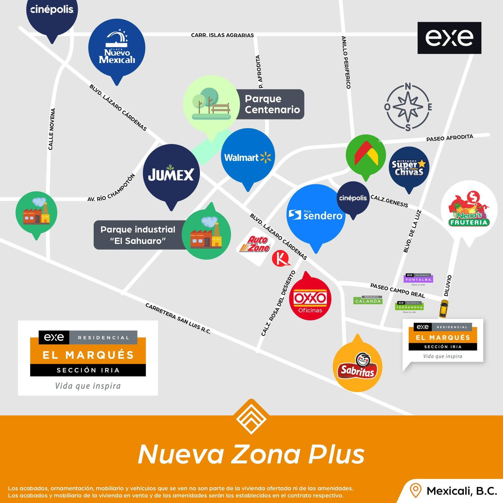 Zona oriente de Mexicali, Residencial El Marqués: cerca de Plaza Sendero, Blvd. Lázaro Cárdenas, Walmart y Parque Centenario